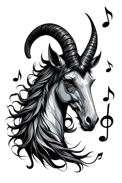 Capricorn Surrounded By Music Notes
