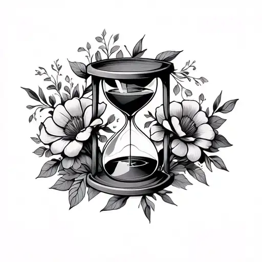 Hourglass With Flowers Surrounding