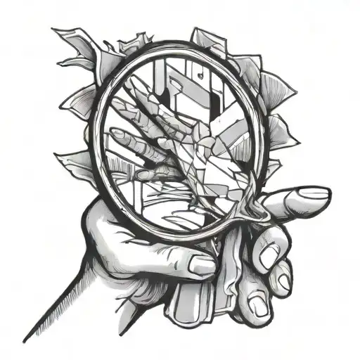 A Hand Holding A Broken Mirror