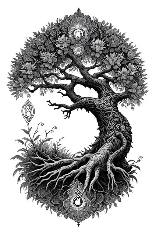 Tree Of Lives With Cancer Sign Mandala