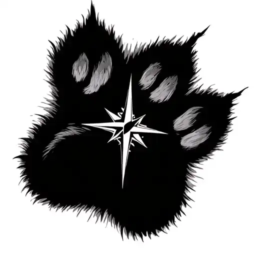 Dog Paw Print W Compass Surrounded