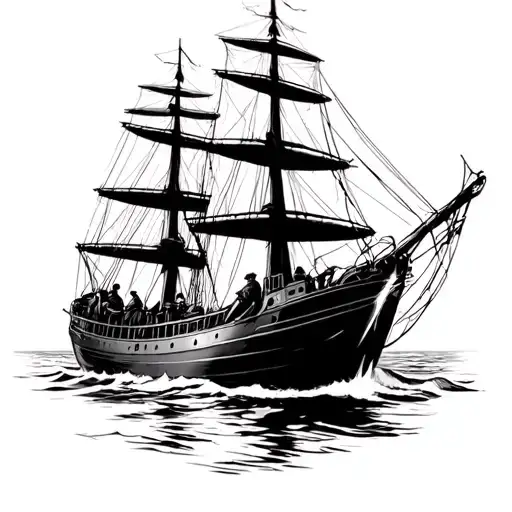 Bluenose Boat Sailing Line Art