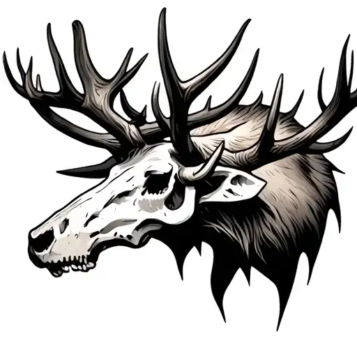 Elk Skull With Antlers That Resemble Thorns Wrapping