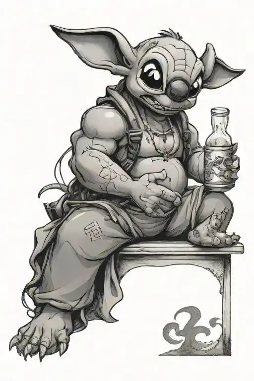 Stitch Sits Like Buda Having July Zodiac Sign In His Hand