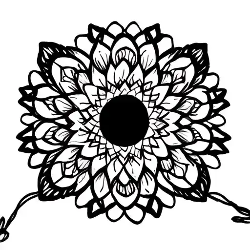 Black Line Work Mandala Style Puppet On A String