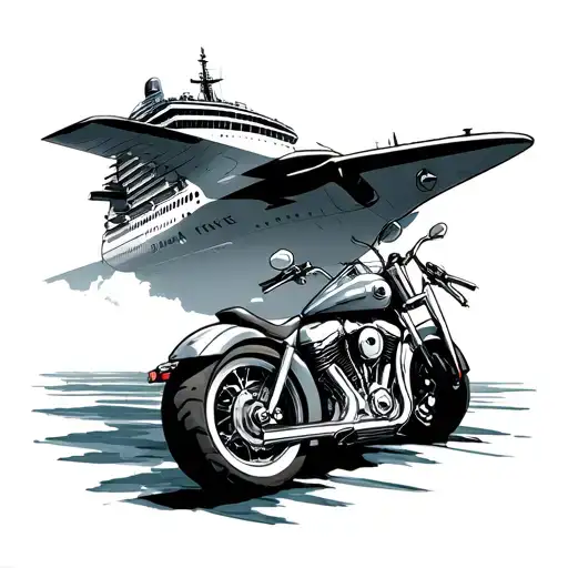 Cruise Ship With Airplane With Ryker Motorcycle