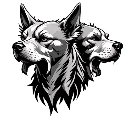 Evil Cerberus 3 Dog Heads With Graphic Style And Sketching
