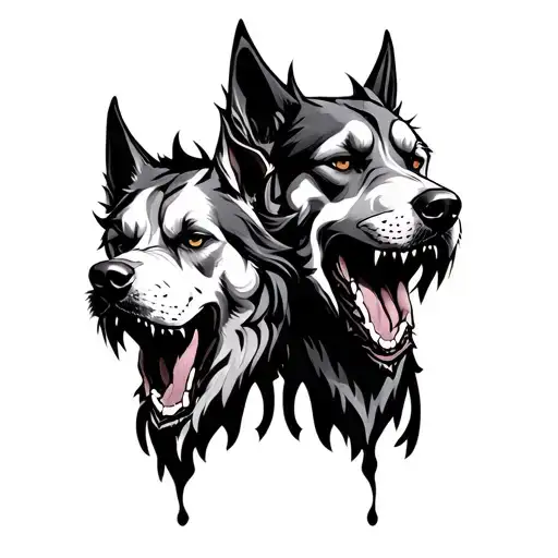 Evil Cerberus Three Dog Heads With Style Graphics And Sketching