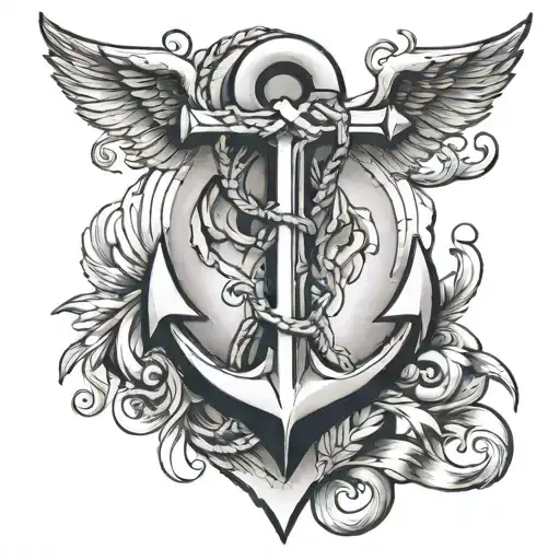 An Anchor With A Cross And Heart Incorporated Into The Design