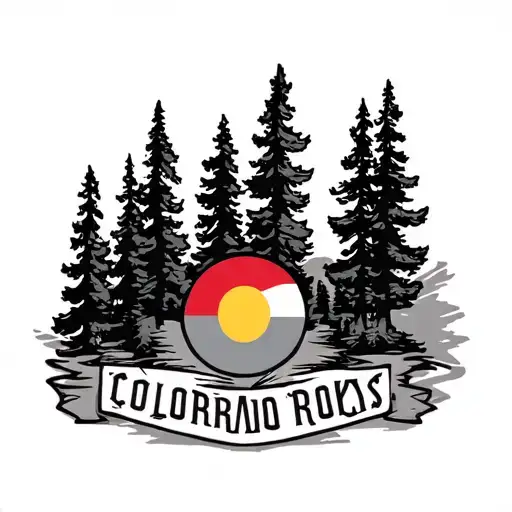 Colorado Rockys With Pine Trees And The Colorado Flag Logo