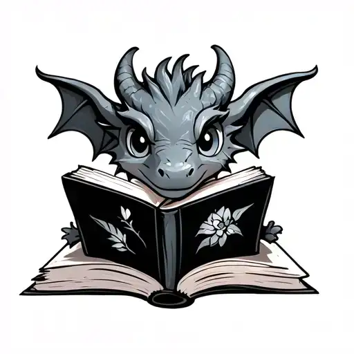 A Cute Dragon Behind An Open Book