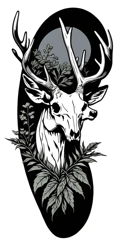 Northeast Style Skeeve With A Buck Skull And Plants