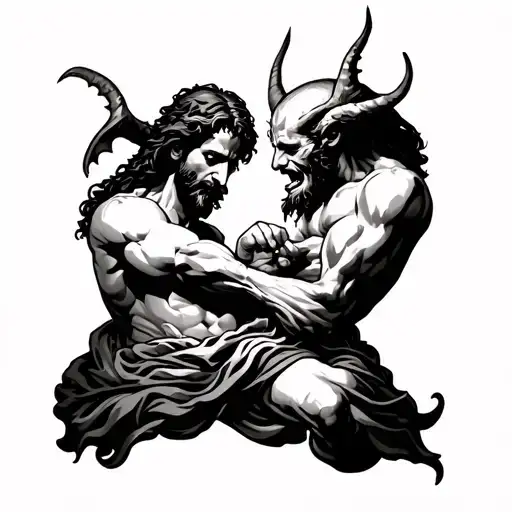 Jesus Arm Wrestling The Devil