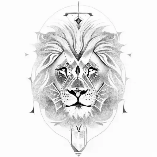 Trible Tattoo Into A Lion Head