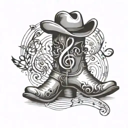 Music Note And Cowboyboot