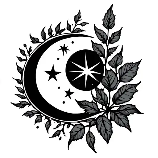 Vines Leaf Stars Moon Plant