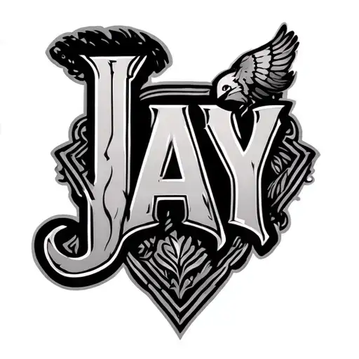 Jay On My Back Going From Shoulder To Shoulder With Western Theme Inside Of The Letters