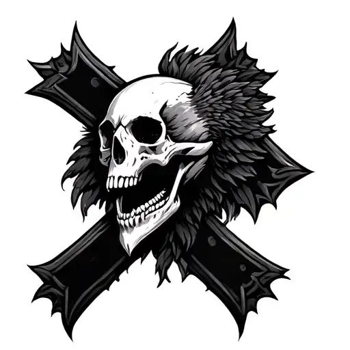 Raven Skull With Cross