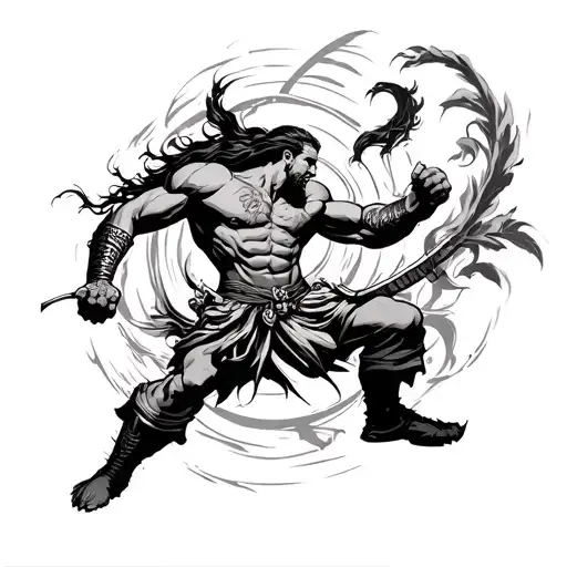 Fighting Warrior Against Obstacles In Life