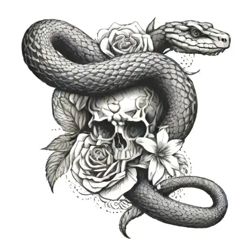 Snake With Flowers Bracelet On The Arm