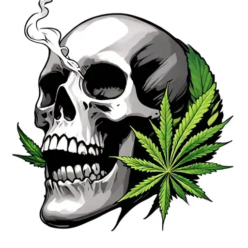 Female Skull Smoking Weed