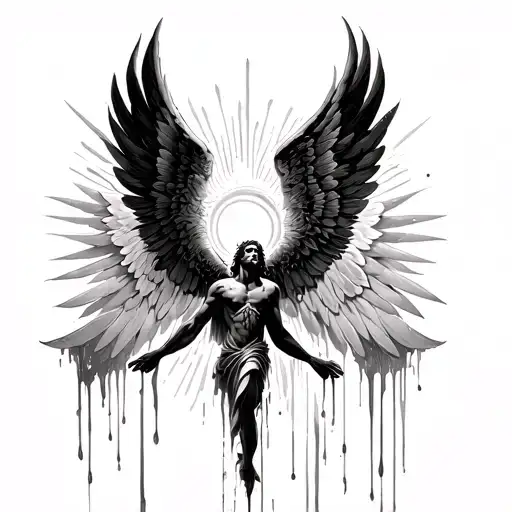 Icarus Flying Towards The Sun And Wax Dripping From His Wings