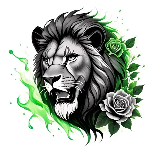 Lion King Scar With Green Mist And Roses Surrounding Him