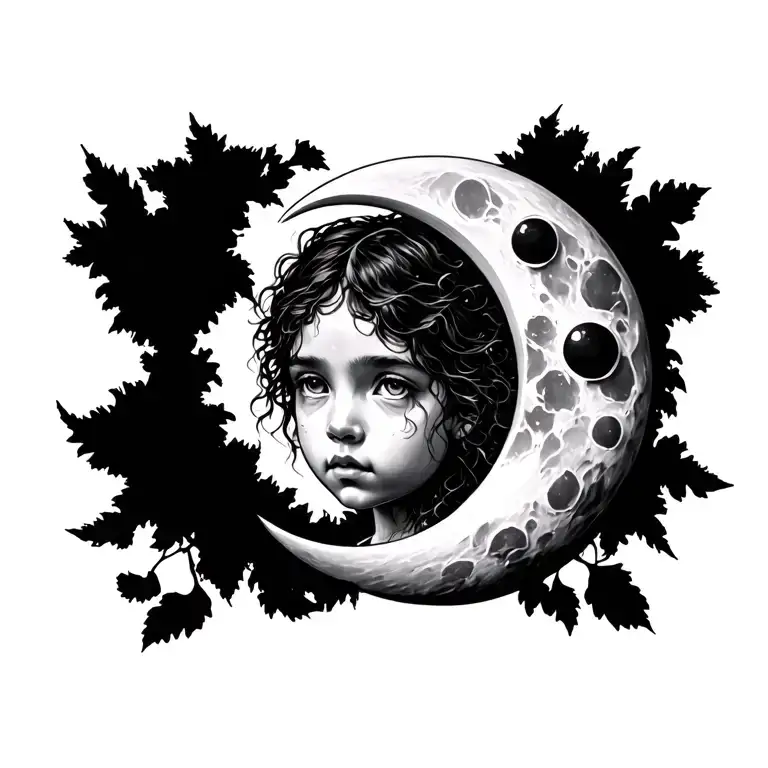 Moon Child Half Moon Surrounded