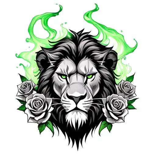 Evil Lion King Scar With Green Mist And Roses Surrounding Him
