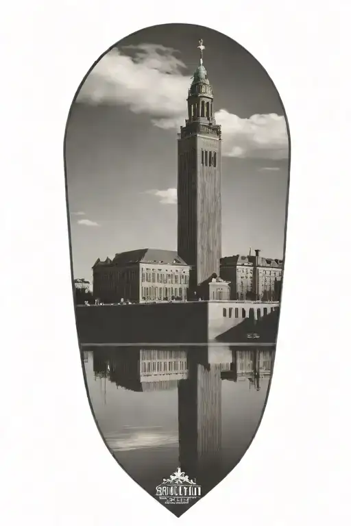 Stockholm City Hall With Focus On The Tower And Also Stockholm Stadium