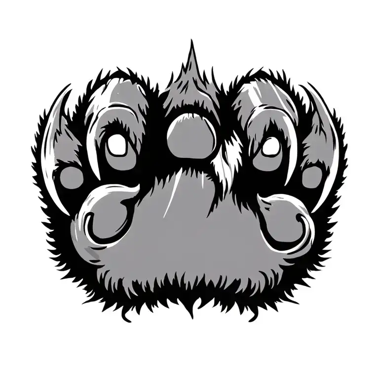 Grizzly Bear Paw With Claw Gripping Tree