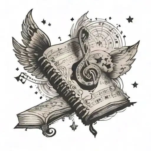 A Journal Filled With Sad Music Lyrics Surrounded By Stars