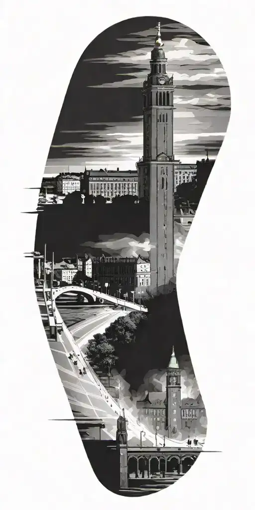 Stockholm City Hall With Focus On The Tower And Also Stockholm Stadium