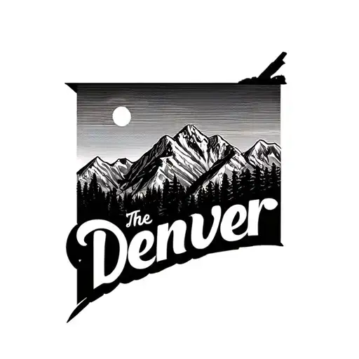 The Word Denver Outlined Blended Under Colorado Mountain Background