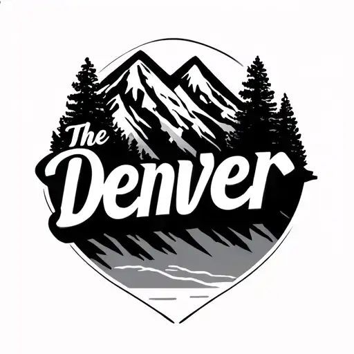 The Word Denver Outlined Blended Under Colorado Mountain Background