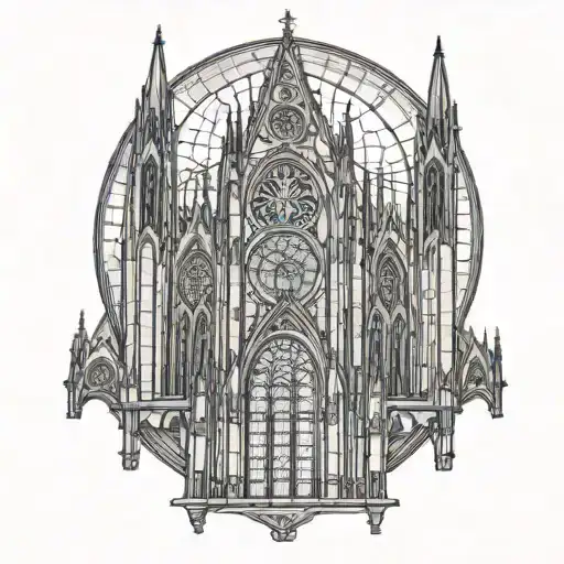 Gothic Cathedral With Server-themed Stained Glass Windows