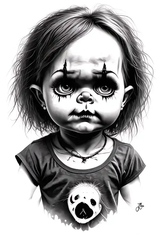 Chucky Horror Theme With Tiffany In Reflection