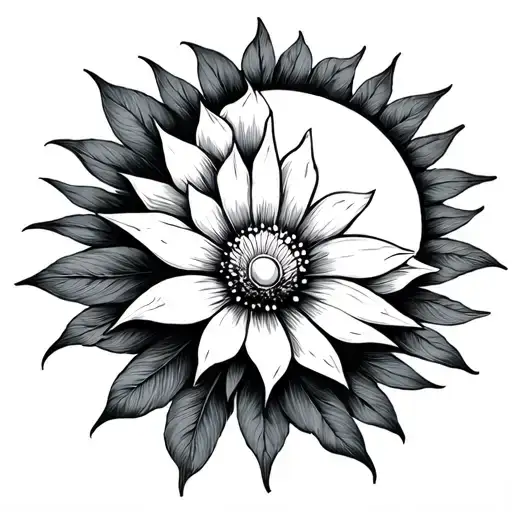 Flower And Sun Rising