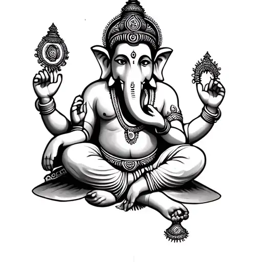 Swami Ganpati Outline Outer Body Little Lines