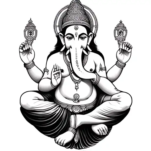 Shri Swami Samarth And Ganpati Mix Outline Outer Body Little Lines