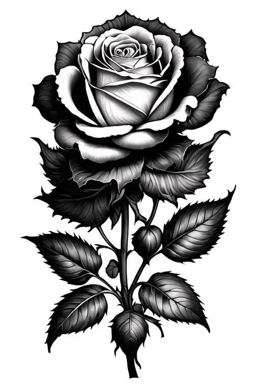 Partially Bloomed Rose In Baroque Style