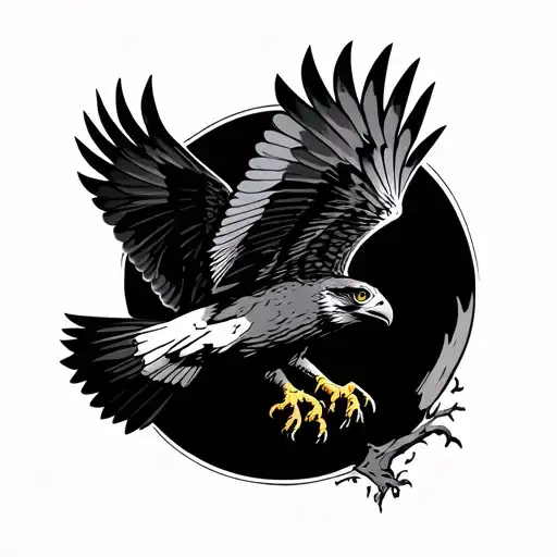 Hawk Flying From A Tree