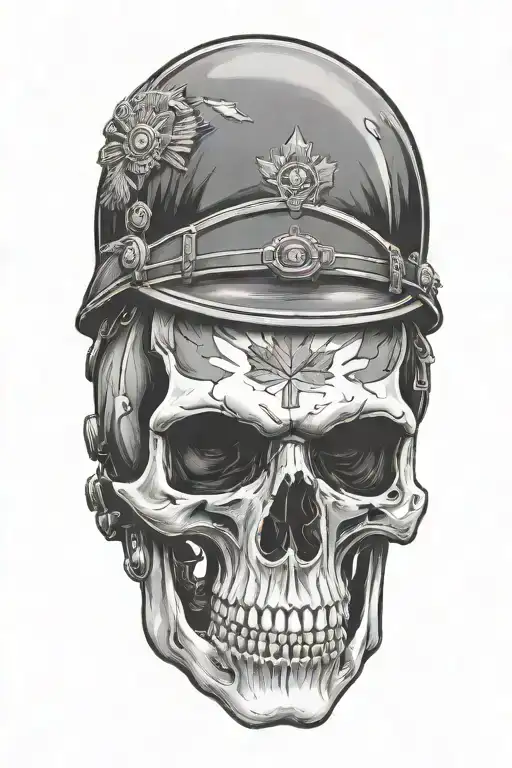 Skull With Canadian Solider Helmet