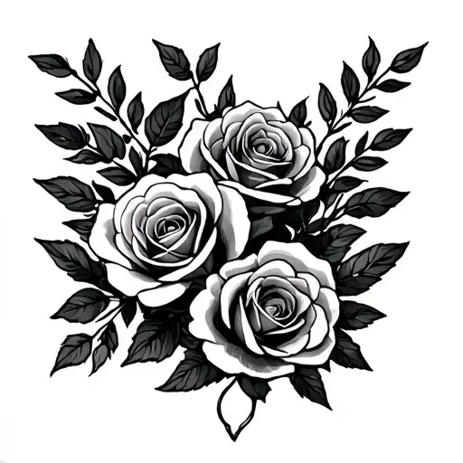 Laurel Wreath Arch With Roses From One Collarbone To The Other