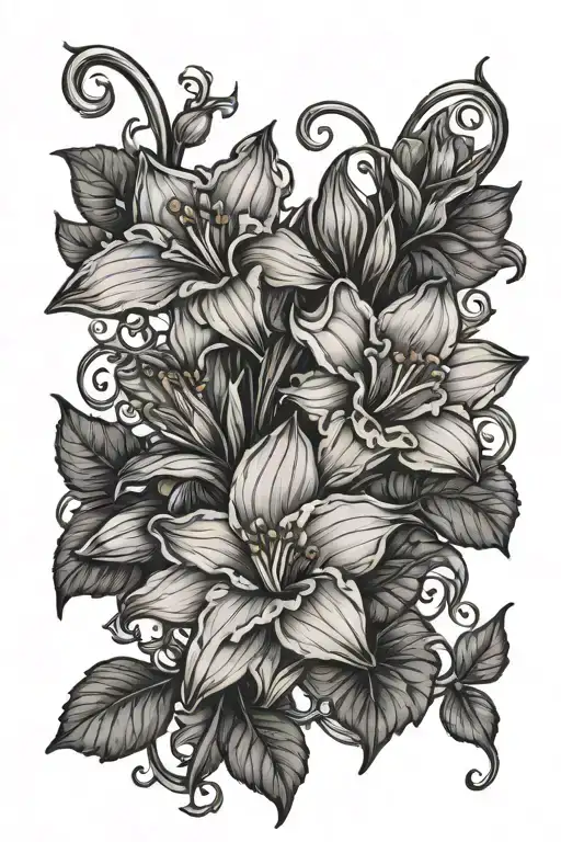 Daffodil And Morning Glory With Vine Intertwined