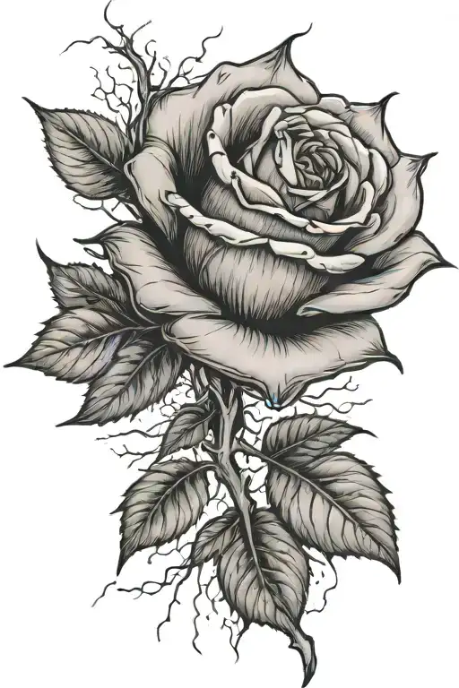 Single Rose Being Hit By A Lightning Bolt