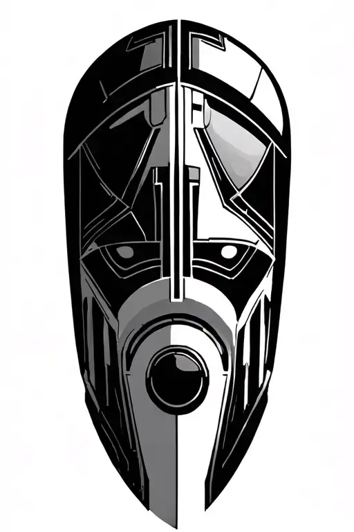 An Abstract Design Inspired By The Droids Of Star Wars In A Black-grey Style