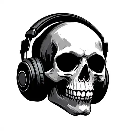 Skull Wearing Headphones