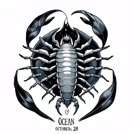 Tattoo With Ocean As A Name As A Significant Date October 28 And As Astrological Sign The Scorpion