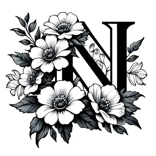 Flowers And Initial N Letter
